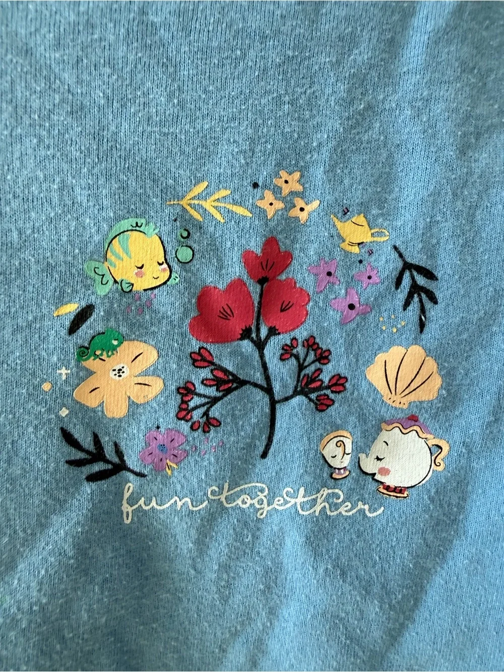 Disney Princess 4T Blue Graphic Tee Jasmine Belle Rapunzel Ariel